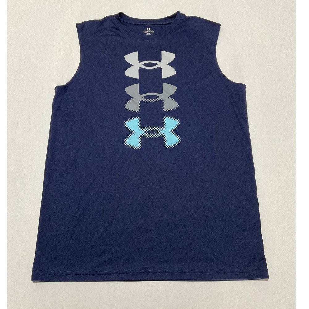 Under Armour Boys Sleeveless Graphic Tank Top Navy Blue Size Youth XL YXL
